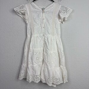 Pantaloons Girls Dress 8/9 White‎ Short-Sleeve Eyelet Tiered Boho Cottagecore